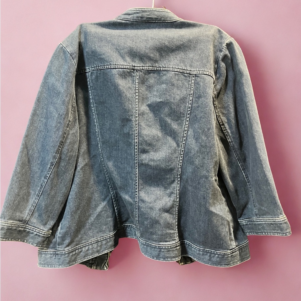 Chico's Blue Ruffle Open-Front Denim Jacket - Picture 5 of 5